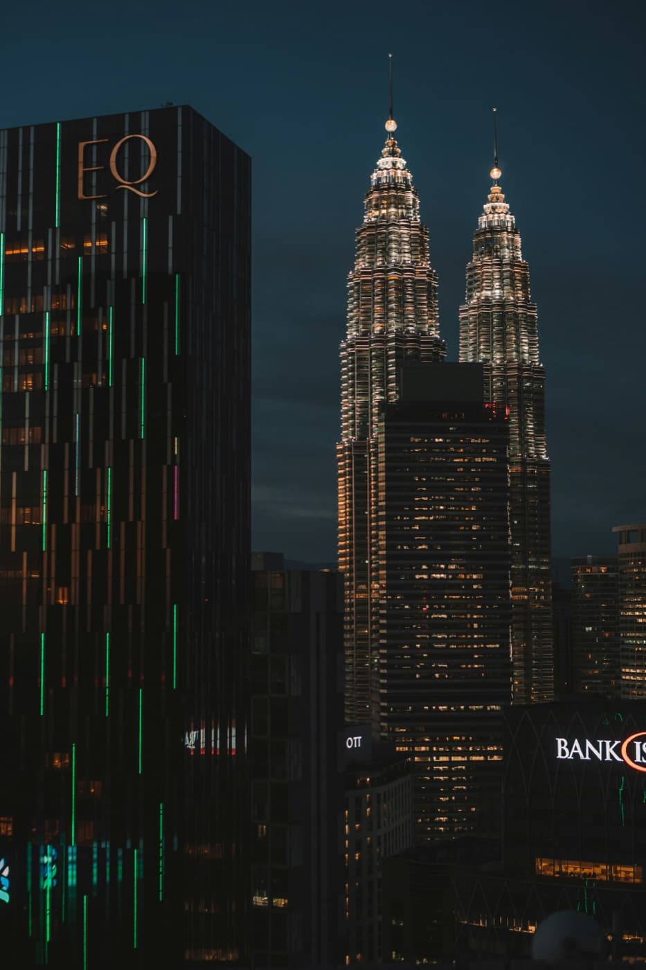 Kuala Lumpur city towers at night
